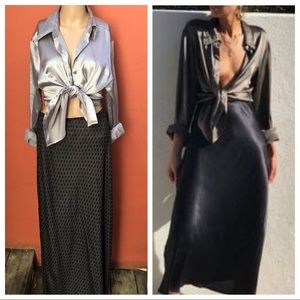 Gray Silk Button Down